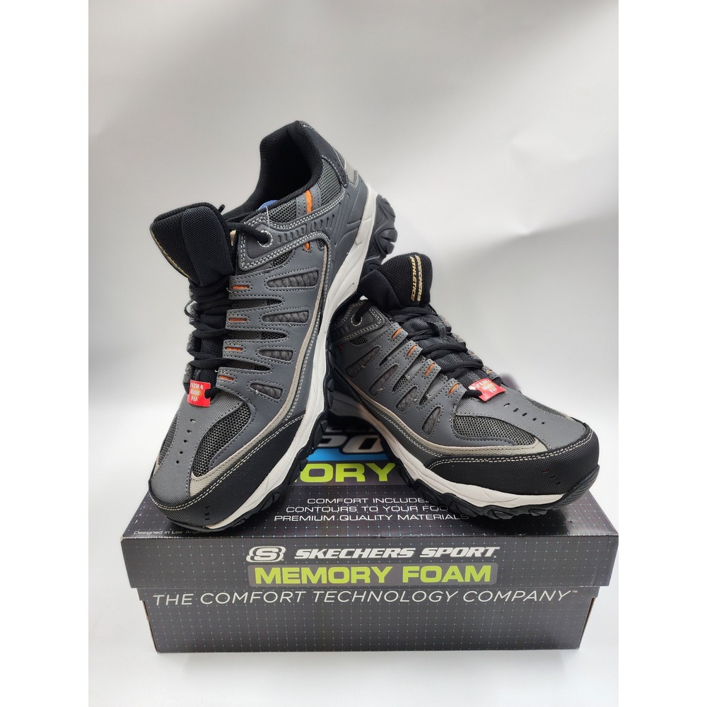 Skechers After Burn Memory Foam Mens Extra Wide Charcoal Grey Sneakers 50125EWW